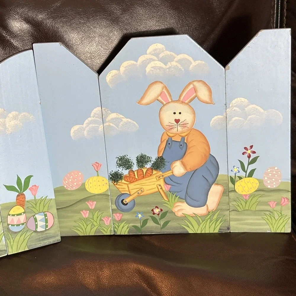 Wooden Easter Foldable Decor  Easter Bunny‎ Garden Carrots